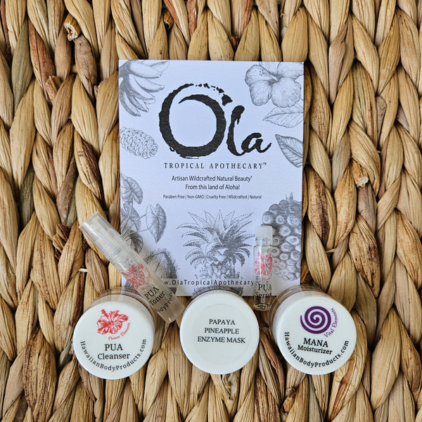 Organic, Gentle, Pure, Paraben Free, Clean Beauty, Renewing, Natural beauty, Nourishing, Healthy, Island, Tropical, Lifestyle, Rejuvenating, High in Antioxidants, Eco-friendly, Farm to Skin, Handmade, Artisan Crafted, Sustainable, Biodegradable, Small Batch, Plant Based, Hawaiian, Cruelty Free, All Natural, Mindful, Conscious, Botanical. Ethically Sourced, Locally Made, Skin Care, Botanical Hydrosols, Made in Hawai’i.
Try before you Buy, Good for all skin types, travel essentials, 