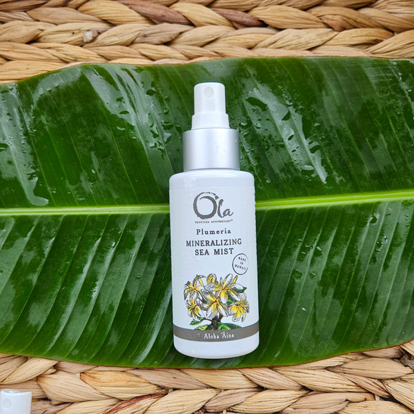 Organic, Gentle, Pure, Paraben Free, Clean Beauty, Renewing, Natural beauty, Nourishing, Healthy, Island, Tropical, Lifestyle, Rejuvenating, High in Antioxidants, Eco-friendly, Farm to Skin, Handmade, Artisan Crafted, Sustainable, Biodegradable, Small Batch, Plant Based, Hawaiian, Cruelty Free, All Natural, Mindful, Conscious, Botanical. Ethically Sourced, Locally Made, Skin Care, Botanical Hydrosols, Made in Hawai’i.
Plumeria fragrance
Hydrating, Mineralizing, Sea Minerals, Aloe Vera, Refreshing 