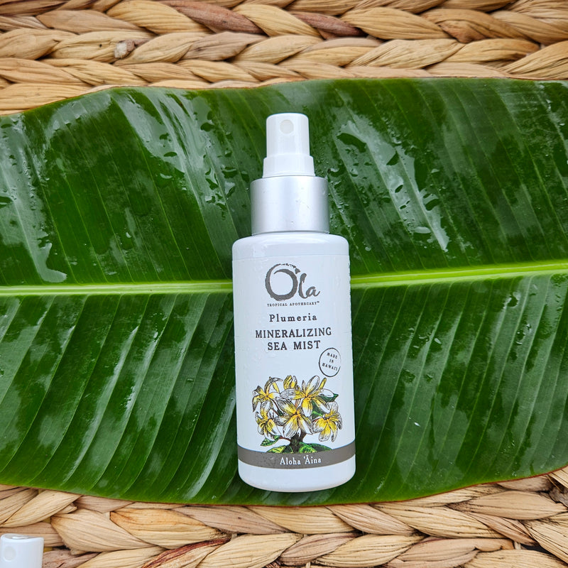 Organic, Gentle, Pure, Paraben Free, Clean Beauty, Renewing, Natural beauty, Nourishing, Healthy, Island, Tropical, Lifestyle, Rejuvenating, High in Antioxidants, Eco-friendly, Farm to Skin, Handmade, Artisan Crafted, Sustainable, Biodegradable, Small Batch, Plant Based, Hawaiian, Cruelty Free, All Natural, Mindful, Conscious, Botanical. Ethically Sourced, Locally Made, Skin Care, Botanical Hydrosols, Made in Hawai’i.
Plumeria fragrance
Hydrating, Mineralizing, Sea Minerals, Aloe Vera, Refreshing 