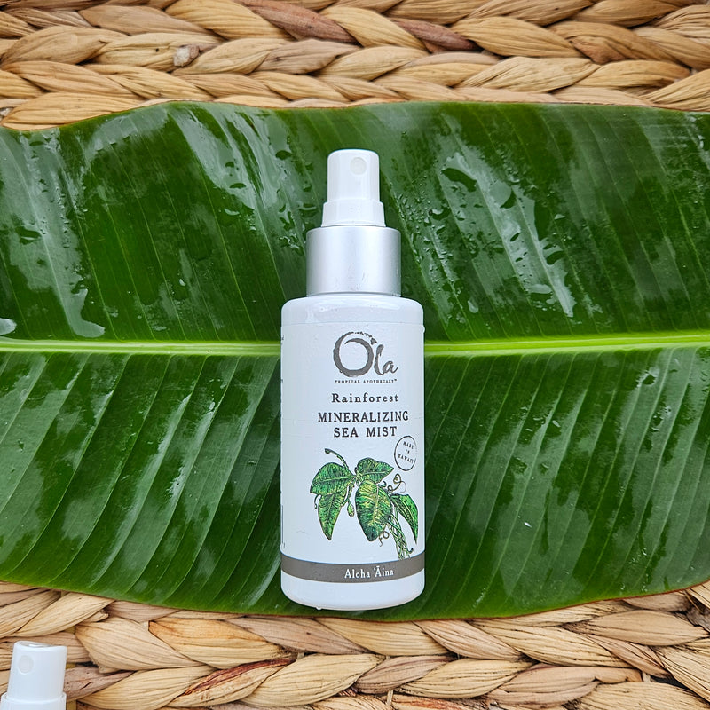 Organic, Gentle, Pure, Paraben Free, Clean Beauty, Renewing, Natural beauty, Nourishing, Healthy, Island, Tropical, Lifestyle, Rejuvenating, High in Antioxidants, Eco-friendly, Farm to Skin, Handmade, Artisan Crafted, Sustainable, Biodegradable, Small Batch, Plant Based, Hawaiian, Cruelty Free, All Natural, Mindful, Conscious, Botanical. Ethically Sourced, Locally Made, Skin Care, Botanical Hydrosols, Made in Hawai’i.
Hydrating, Mineralizing, Sea Minerals, Aloe Vera, Refreshing, Hair, Good for all skin type
